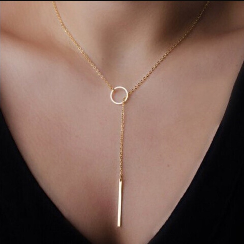 Modern Minimalist Gold Geometric Lariat